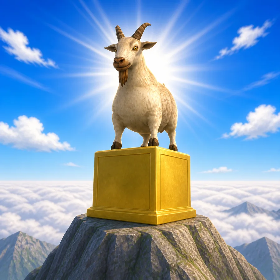 goot on a golden podium