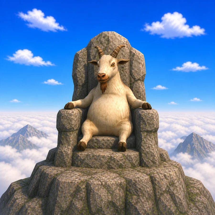 goot on a stone throne